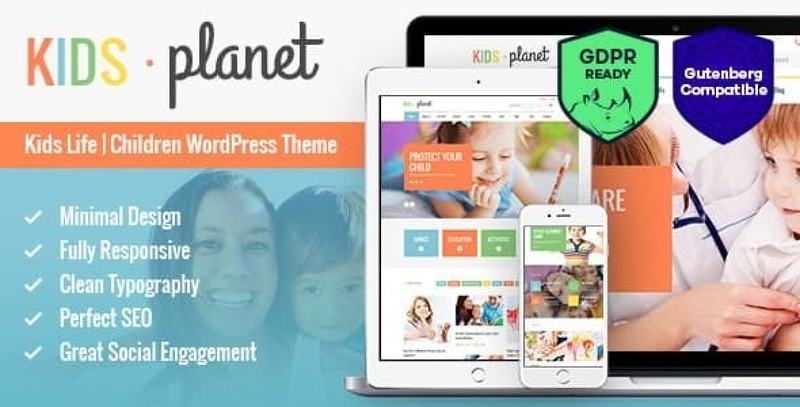 Kids Planet multipurpose children WordPress theme homepage preview