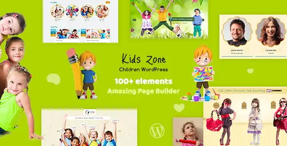 Kids Zone children education WordPress theme homepage preview