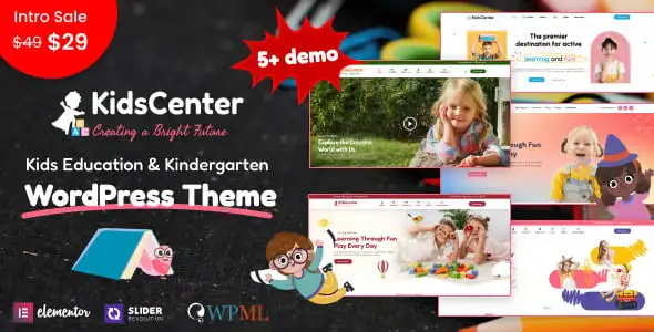 KidsCenter WordPress theme interface for kindergarten and childcare websites