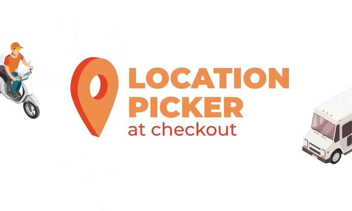 Kikote PRO WooCommerce checkout location picker showing an interactive Google Map with a custom marker for delivery address selection