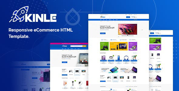 Kinle responsive ecommerce HTML template with modern homepage layout for technology and digital product stores