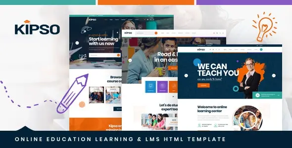 Kipso online education LMS HTML template with responsive Bootstrap 4 layout
