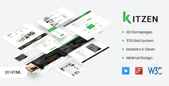 Kitzen modern kitchen furniture HTML5 template preview