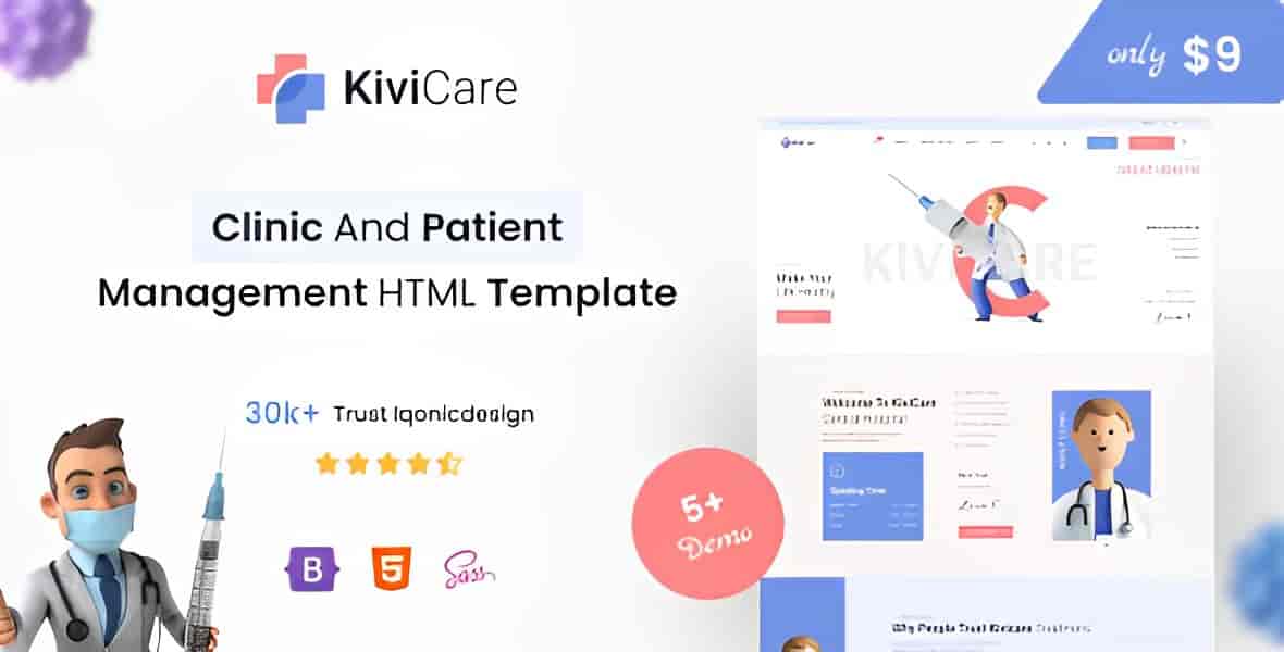 KiviCare clinic and patient management HTML template preview