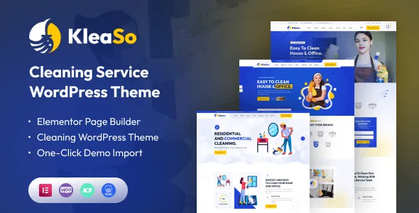 Kleaso cleaning services WordPress theme homepage preview showcasing a professional responsive website layout