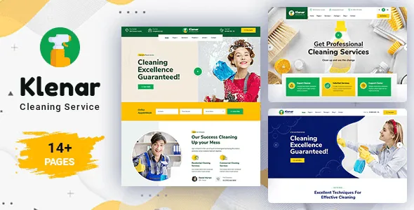 Klenar cleaning services HTML5 template homepage preview