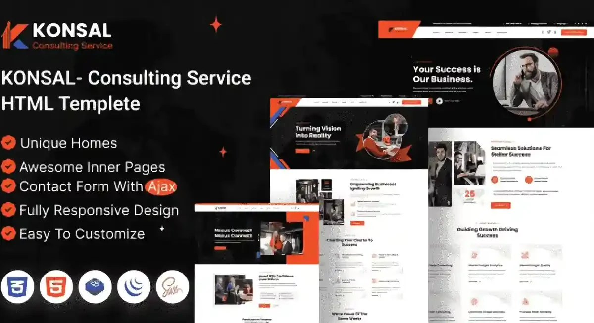 Konsal corporate business and consulting HTML template preview