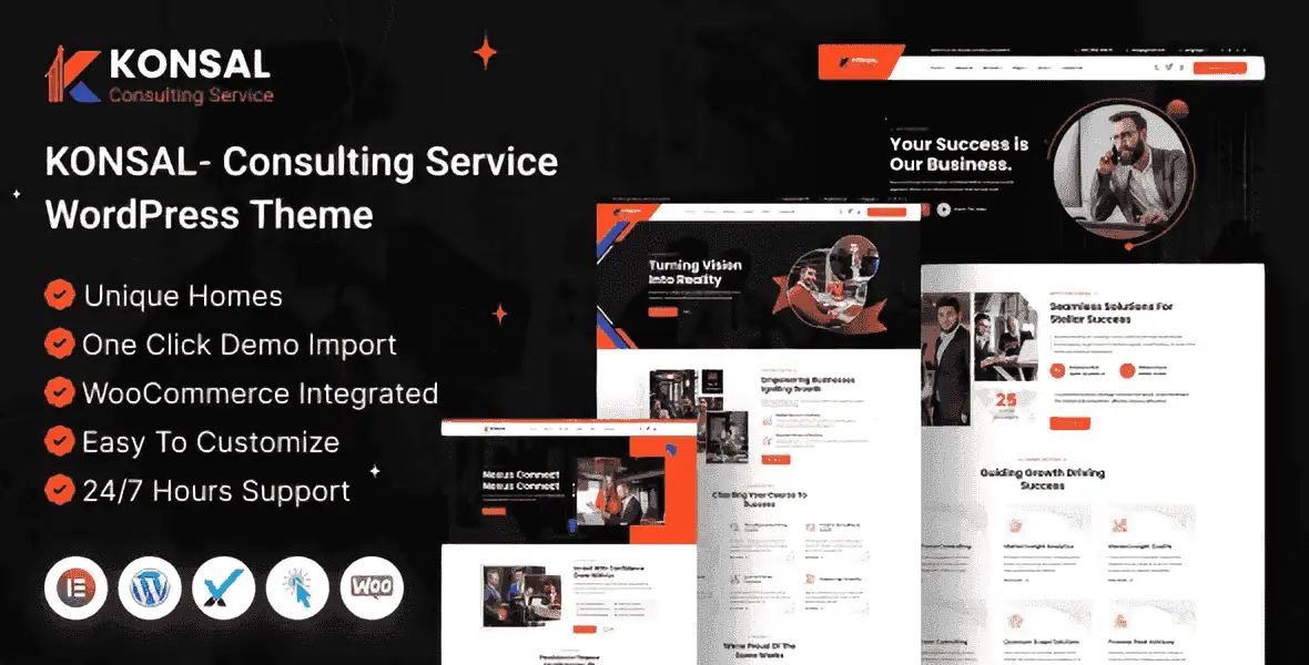 Konsal corporate business and consulting WordPress theme demo preview