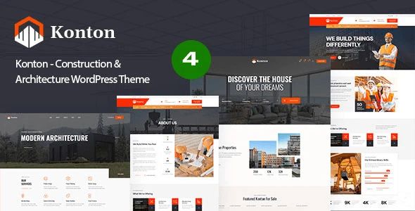 Konton construction and architecture WordPress theme with modern design