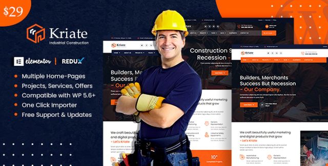 Kriate industrial construction WordPress theme preview