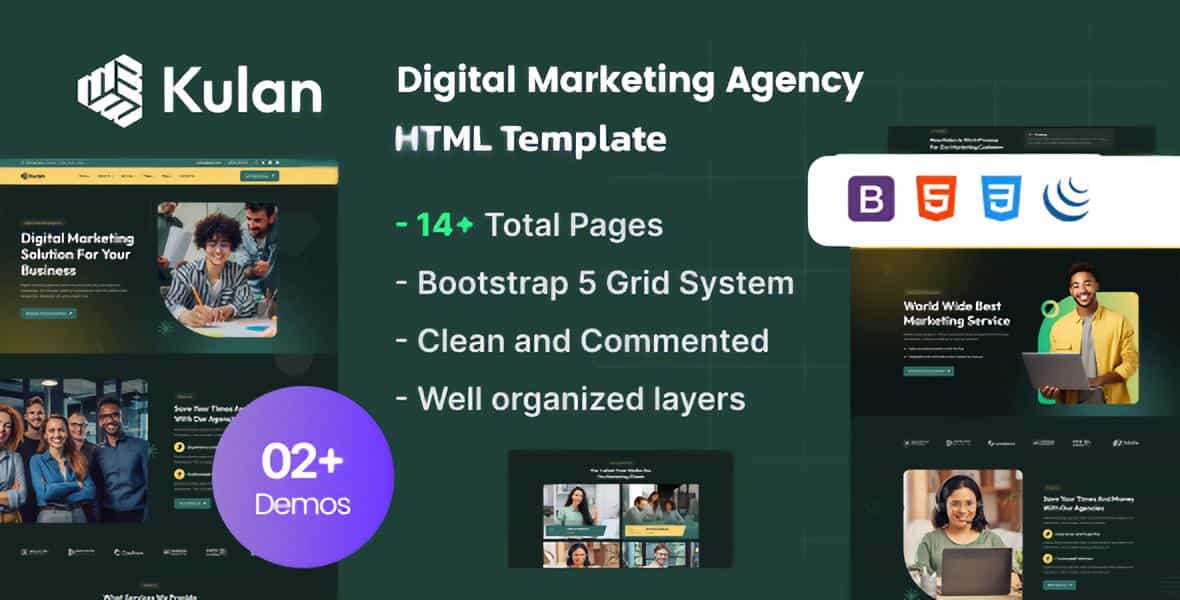 Kulan digital marketing agency HTML template homepage preview