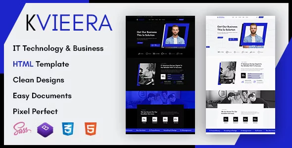 Kvieera IT technology and business HTML template with responsive Bootstrap layout