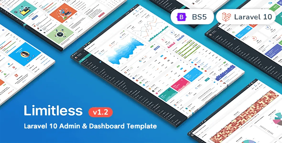Limitless Laravel 10 admin dashboard template with responsive layout preview