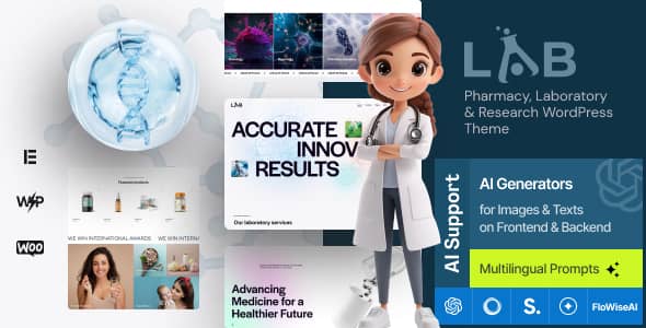 Lab WordPress theme for medical and research organizations