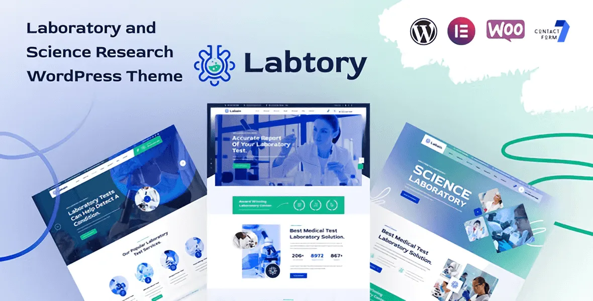 Labtory WordPress theme preview for science and laboratory research websites