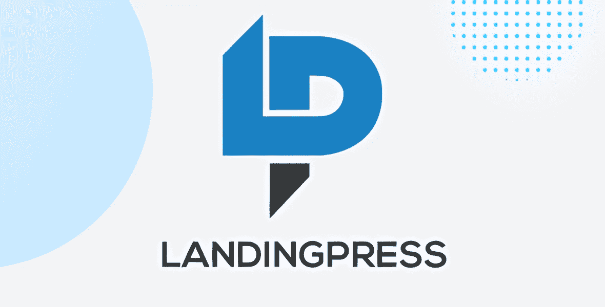 LandingPress WordPress theme dashboard showing visual customization options for a landing page layout