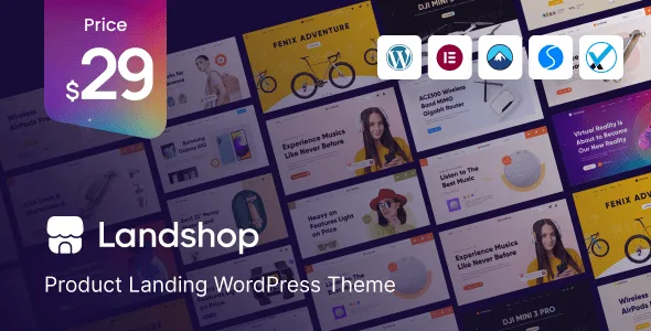 Landshop product landing page WordPress theme for Elementor