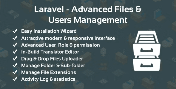 Self-hosted file management dashboard built with Laravel framework showing user permissions and file organization