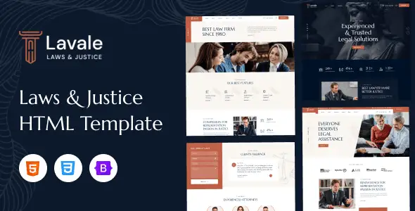 Lavale law and attorney HTML template preview showing responsive design and clean layout