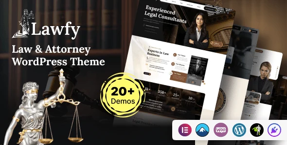 Lawfy professional lawyer WordPress theme homepage design preview