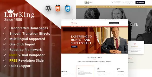 Lawking lawyer and attorney responsive WordPress theme preview
