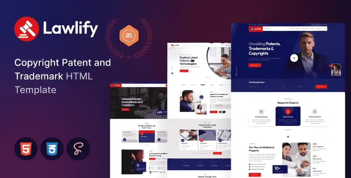 Lawlify intellectual property law firm HTML template homepage preview