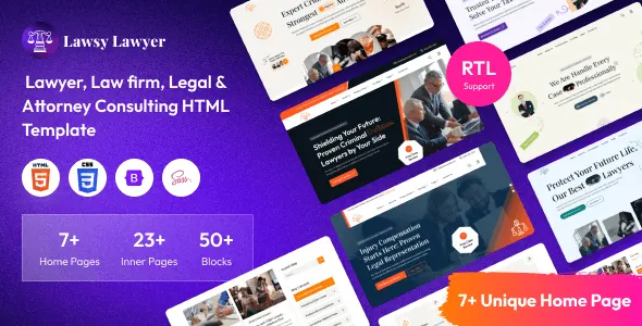 Lawsy professional law firm HTML template for lawyer and attorney websites