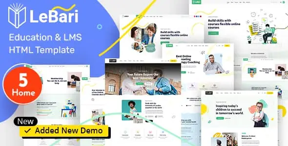 Lebari education HTML template homepage preview showcasing a responsive school website design