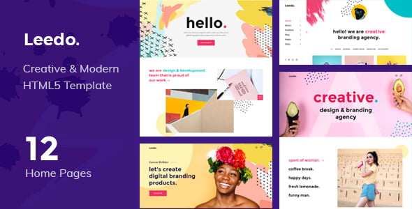 Leedo modern colorful HTML5 portfolio template preview