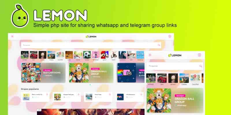 Lemon WhatsApp and Telegram group sharing PHP script admin dashboard