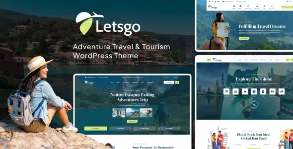 Letsgo adventure travel and tourism WordPress theme homepage design with Elementor
