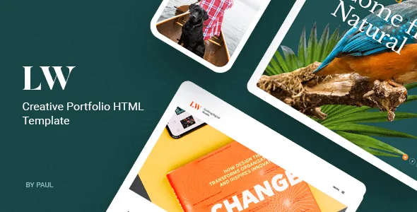 Lewis creative agency HTML template preview showing responsive portfolio layout with parallax effects