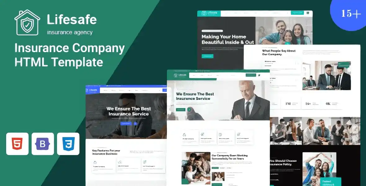 Lifesafe insurance company HTML template preview showcasing responsive layout