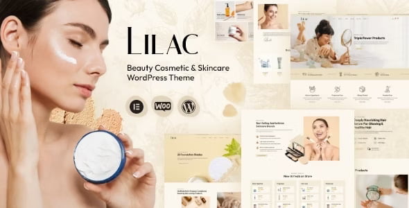 Lilac beauty WordPress theme homepage design for cosmetics and skincare businesses