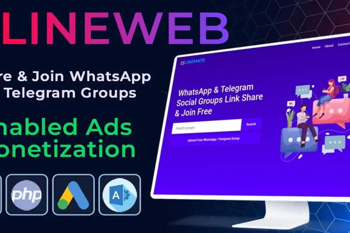 LineWeb social groups PHP script for WhatsApp and Telegram group sharing