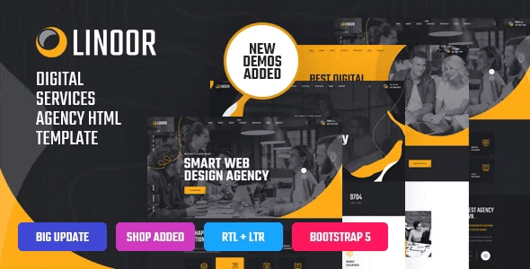 Linoor digital agency HTML template homepage preview