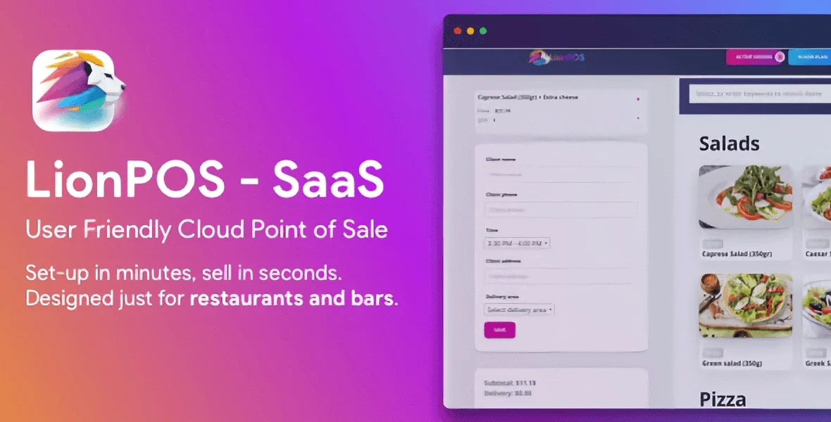 Lion POS restaurant and bar SaaS point of sale script dashboard interface