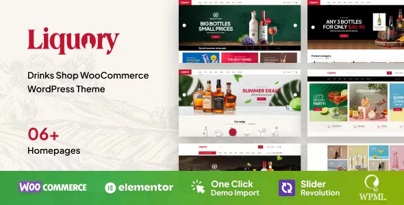 Liquory drinks WooCommerce theme homepage demo for wine and liquor stores