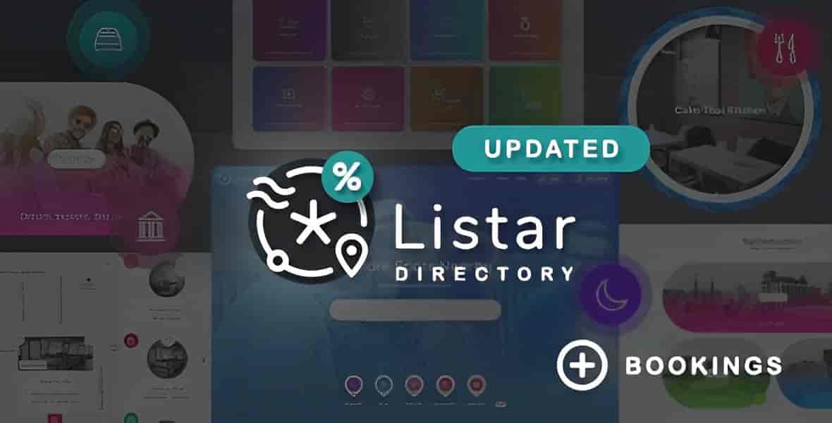 Listar WordPress directory and listing theme preview with multiple display layout options