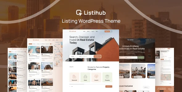 Listihub listing WordPress theme demo showing responsive directory website layout