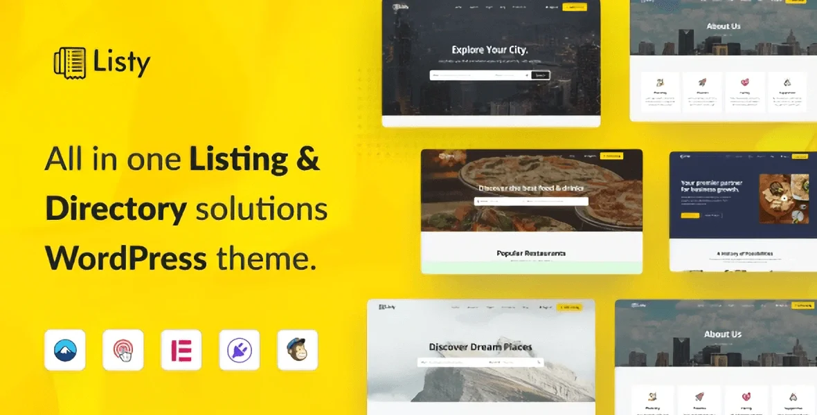 Listy listing directory WordPress theme with Elementor