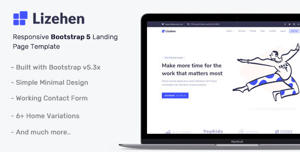 Lizehen multipurpose Bootstrap 5.3 landing page template with modern design and responsive layout