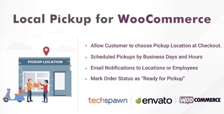 WooCommerce local pickup plugin interface showing time slot selection