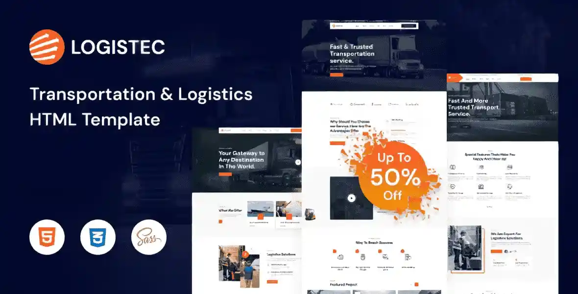 Logistec responsive logistics and transportation HTML5 website template with multiple homepage layouts