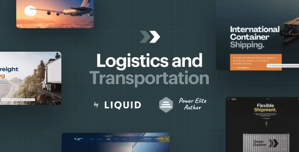 LogisticsHub WordPress theme homepage showing logistics service sections, fleet showcase, and quote request form