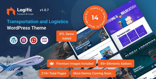 Logitic transportation and logistics WordPress theme demo preview showing professional website layout