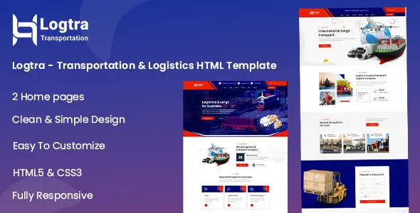 Logtra transportation and logistics HTML template preview