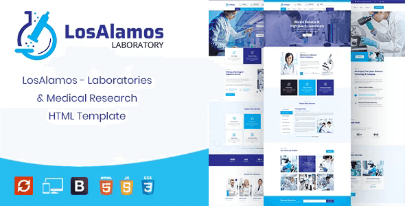 Losalamos laboratory and research HTML template homepage preview