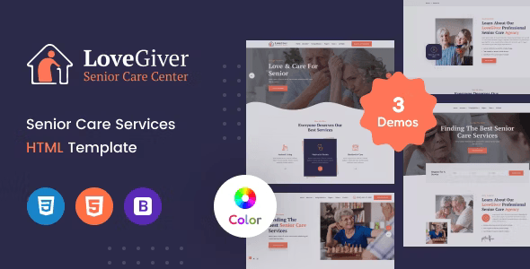 Lovegiver senior care HTML template homepage design
