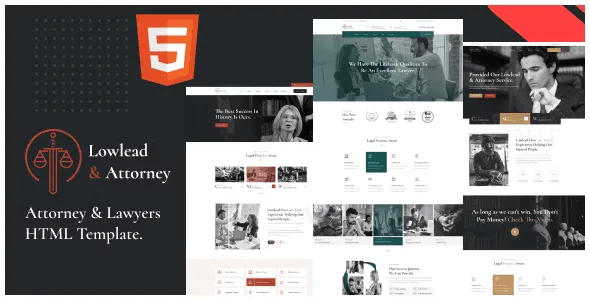 Lowlead lawyer HTML template homepage design preview for law firm websites